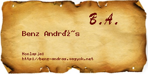 Benz András névjegykártya